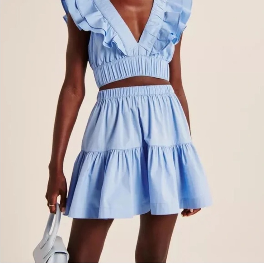 Abercrombie & Fitch Matching Set Poplin Volume Mini Skirt Ruffle Summer Sz S